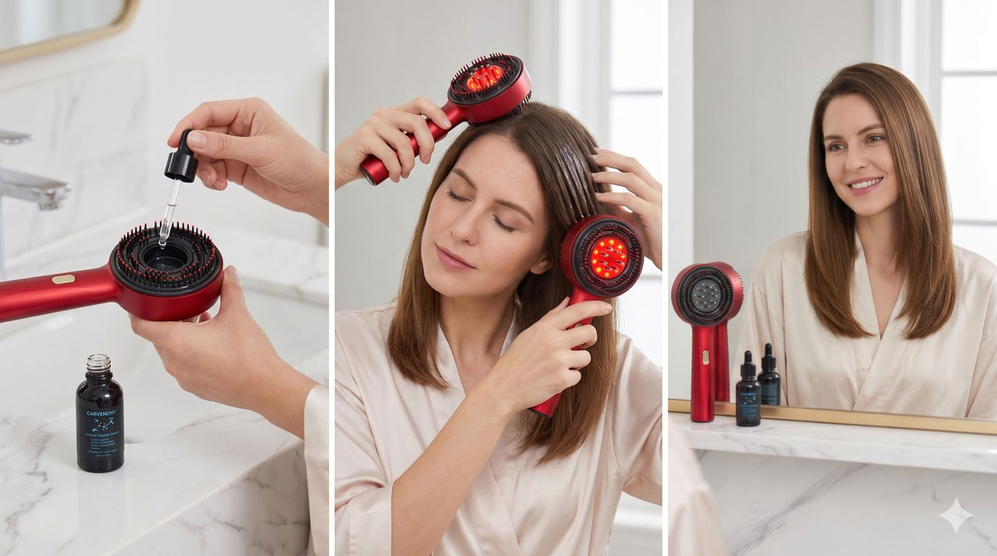 SELVO Massagekamm – Kopfhaut-Massagegerät mit Rotlicht